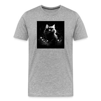 Schwarz-weiße Katze - Männer Premium Bio T-Shirt - Grau meliert - Vorne - Damien (186cm)