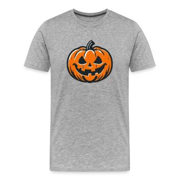 Halloween-Kürbis - Männer Premium Bio T-Shirt - Grau meliert - Vorne - Damien (186cm)