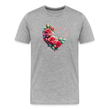 Mariage, Fête des mères, Amour, Fiançailles, Saint-Valentin - T-shirt bio Premium Homme - gris chiné - Devant - Damien (186cm)