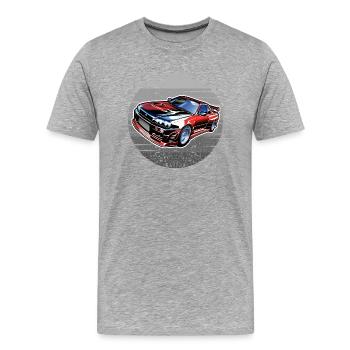 Jdm / Tuning / Turbolader / Felgen / Chiptuning - Männer Premium Bio T-Shirt - Grau meliert - Vorne - Damien (186cm)