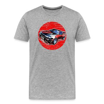 Jdm / Tuning / Turbocompresseur / Jantes / Chiptuning - T-shirt bio Premium Homme - gris chiné - Devant - Damien (186cm)