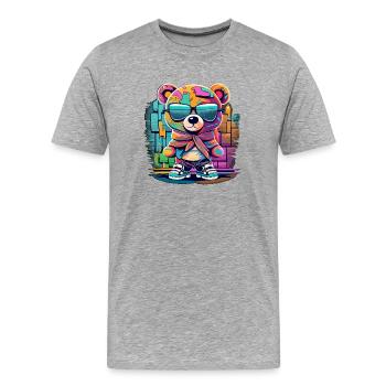 Ours en peluche Grafitti - T-shirt bio Premium Homme - gris chiné - Devant - Damien (186cm)