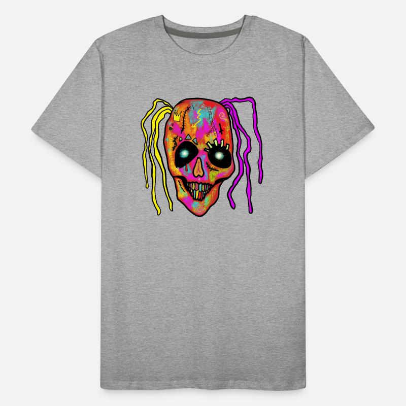 Neon Patchwork Schädel Männer Premium Bio T-Shirt