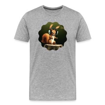 DJ Eichhörnchen - Männer Premium Bio T-Shirt - Grau meliert - Vorne - Damien (186cm)