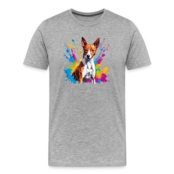 Basenji - Männer Premium Bio T-Shirt - Grau meliert - Vorne - Damien (186cm)