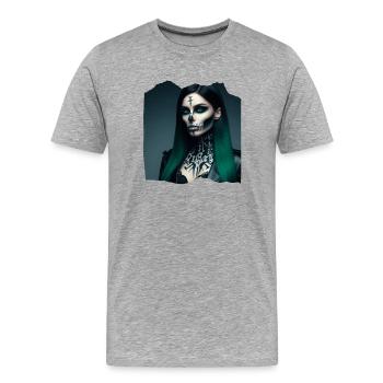 Hexe Makabre Dunkle gruselige Albtraumzeichen - Männer Premium Bio T-Shirt - Grau meliert - Vorne - Damien (186cm)
