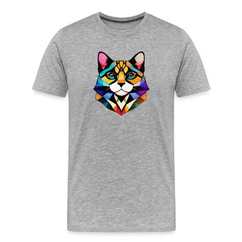Chat, Chat domestique, Propriétaire de chat, Chaton de compagnie - T-shirt bio Premium Homme - gris chiné - Devant - Damien (186cm)