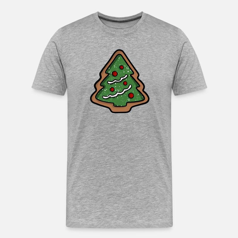 Weihnachtsbaum Plätzchen - Männer Premium Bio T-Shirt - Grau meliert
