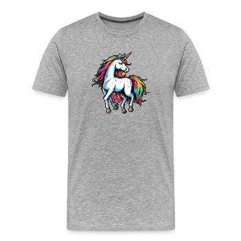 Unicorn / Horse / Girl / Mythical Creature / Fairy Tale - Men's Premium Organic T-Shirt - heather grey - Front - Damien (186cm)