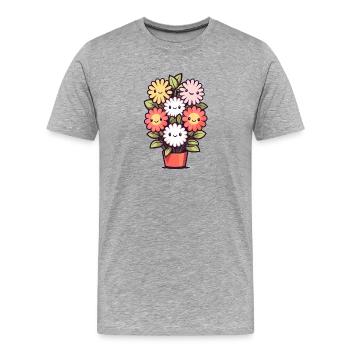 Fleurs riantes dans un pot de fleurs - T-shirt bio Premium Homme - gris chiné - Devant - Damien (186cm)