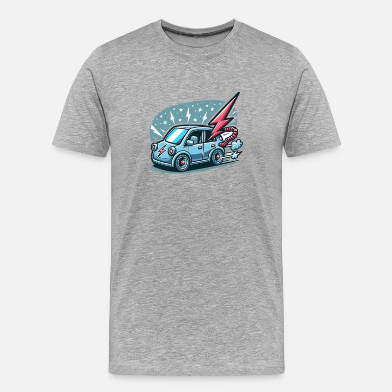 Blitzsauberer Fahrtwind im E-Auto 🚙⚡️ - Männer Premium Bio T-Shirt - Grau meliert