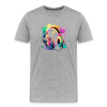 Listen to Music, Musician, Headphones, Gamer, Singer, Vocals - Men's Premium Organic T-Shirt - heather grey - Front - Damien (186cm)