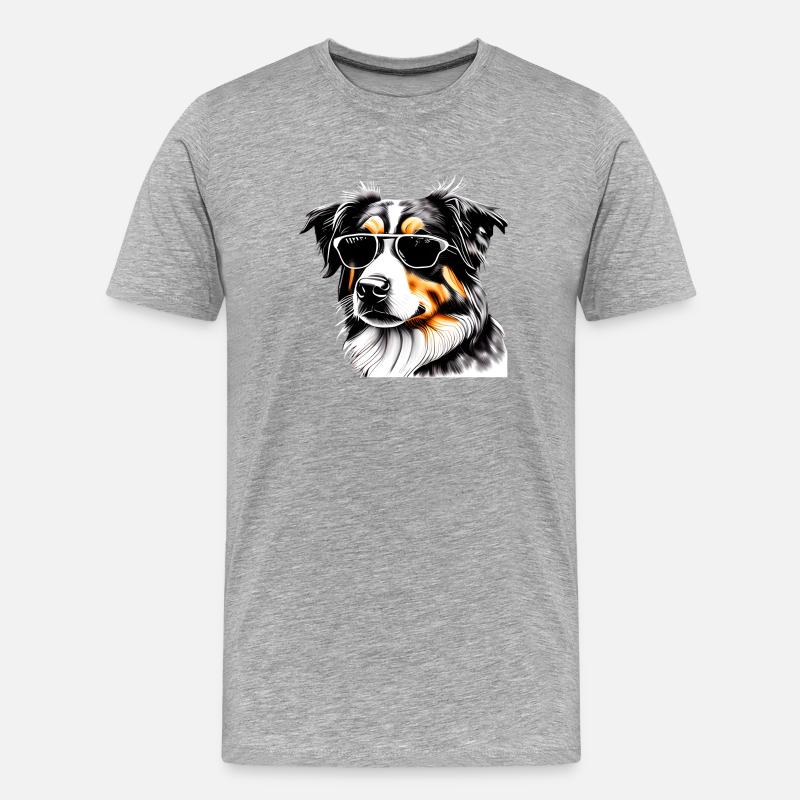 Australischer Schäferhund Hundehalter Hundewelpe - Männer Premium Bio T-Shirt - Grau meliert