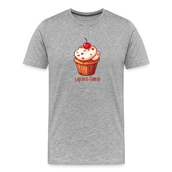 Cupcake Junkie Cupcakes Süßigkeiten Backwaren - Männer Premium Bio T-Shirt - Grau meliert - Vorne - Damien (186cm)