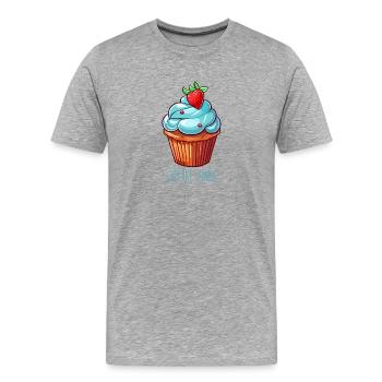 Cupcake Junkie Cupcakes Süßigkeiten Backwaren - Männer Premium Bio T-Shirt - Grau meliert - Vorne - Damien (186cm)