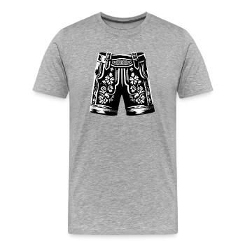 Bayrische Lederhose - Männer Premium Bio T-Shirt - Grau meliert - Vorne - Damien (186cm)