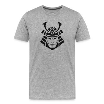 Samurai Helmet Logo Katana Swordsman - Men's Premium Organic T-Shirt - heather grey - Front - Damien (186cm)