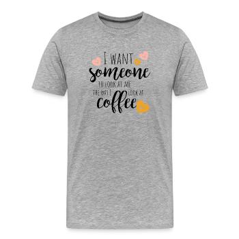 Coffee Love - Men's Premium Organic T-Shirt - heather grey - Front - Damien (186cm)