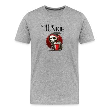 Kaffee Junkie - Männer Premium Bio T-Shirt - Grau meliert - Vorne - Damien (186cm)