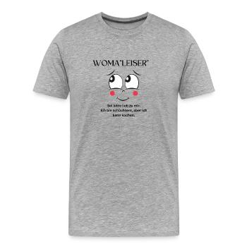 Woma"leiser" - Männer Premium Bio T-Shirt - Grau meliert - Vorne - Damien (186cm)