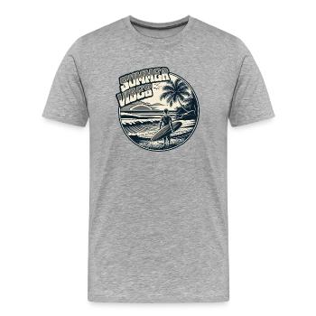 Retro Surfer Sommer Palmen Strand Sonne Urlaub - Männer Premium Bio T-Shirt - Grau meliert - Vorne - Damien (186cm)