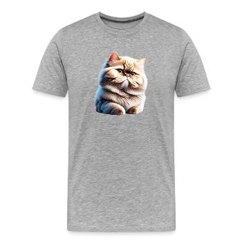 Chat persan, Tomcat, Chat domestique, Chat, Propriétaire de chat - T-shirt bio Premium Homme - gris chiné - Devant - Damien (186cm)