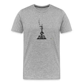Monument Hermann paix sombre - T-shirt bio Premium Homme - gris chiné - Devant - Damien (186cm)