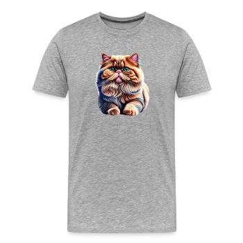 Perserkatze Kater Katze Hauskatze Katzenbesitzer - Männer Premium Bio T-Shirt - Grau meliert - Vorne - Damien (186cm)