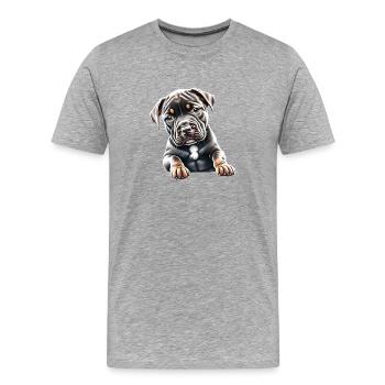 Staffordshire Bull Terrier Propriétaires de chiens Chiens Chien - T-shirt bio Premium Homme - gris chiné - Devant - Damien (186cm)