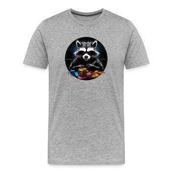 Waschbär Poker ALL IN - Männer Premium Bio T-Shirt - Grau meliert - Vorne - Damien (186cm)