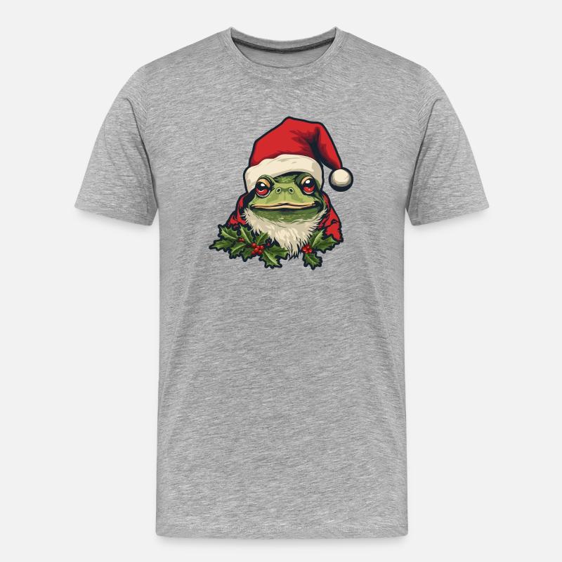 Weihnachtsfrosch - Männer Premium Bio T-Shirt - Grau meliert