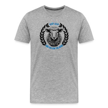 Les moutons restent calmes et suivent le troupeau - T-shirt bio Premium Homme - gris chiné - Devant - Damien (186cm)