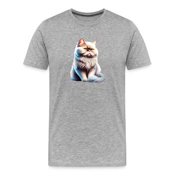 Chat persan, Tomcat, Chat domestique, Chat, Propriétaire de chat - T-shirt bio Premium Homme - gris chiné - Devant - Damien (186cm)