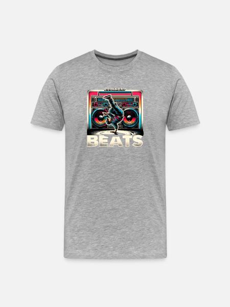 Boombox & Breakdance 2 - Männer Premium Bio T-Shirt - Grau meliert