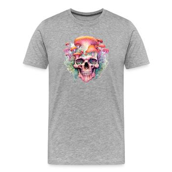 Crâne de champignon pour les cueilleurs de champignons amateurs de plantes - T-shirt bio Premium Homme - gris chiné - Devant - Damien (186cm)