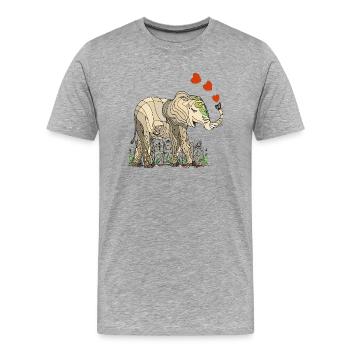 Elefant - Männer Premium Bio T-Shirt - Grau meliert - Vorne - Damien (186cm)
