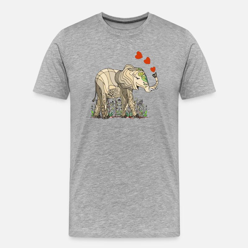 Elefant - Männer Premium Bio T-Shirt - Grau meliert