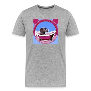 elefant,retro,vintage,badewanne,1970 - Männer Premium Bio T-Shirt - Grau meliert - Vorne - Damien (186cm)