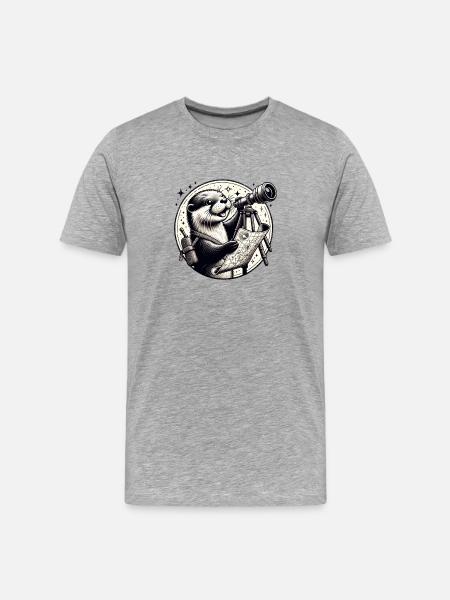 Otter Astral Explorer - Männer Premium Bio T-Shirt - Grau meliert