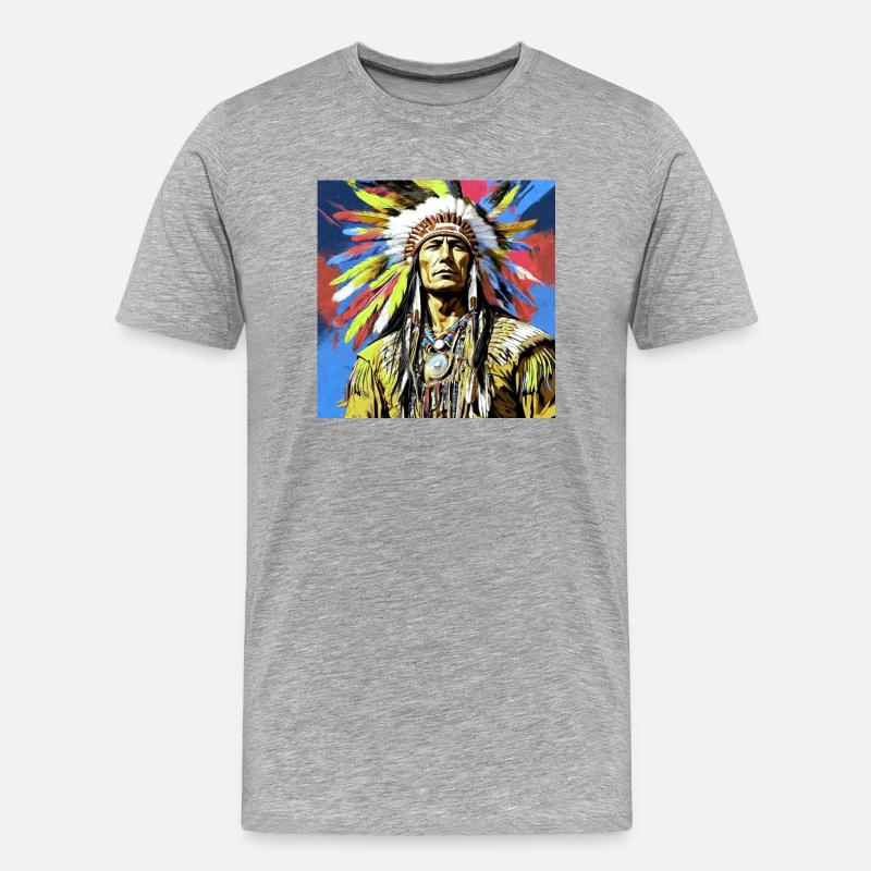 winnetou,indianer,illustration,graffiti,bunt - Männer Premium Bio T-Shirt - Grau meliert