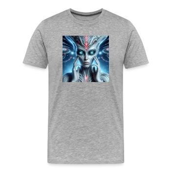 Astrophysique Spiritualité - T-shirt bio Premium Homme - gris chiné - Devant - Damien (186cm)