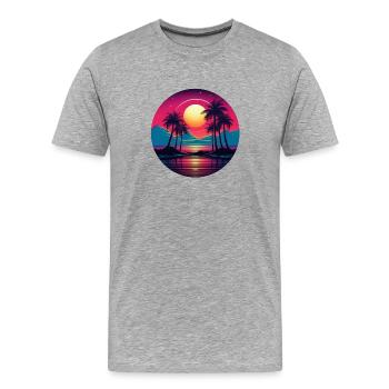 Vintage Sunset Graphic 70s Retrowave Synthwave - Männer Premium Bio T-Shirt - Grau meliert - Vorne - Damien (186cm)