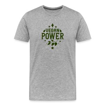 Vegan power veganuary Tierschutz Umweltschutz - Männer Premium Bio T-Shirt - Grau meliert - Vorne - Damien (186cm)