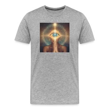 Spiritualité de l’espace - T-shirt bio Premium Homme - gris chiné - Devant - Damien (186cm)