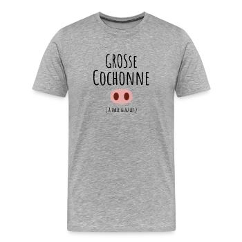 grosse cochonne - T-shirt bio Premium Homme - gris chiné - Devant - Damien (186cm)