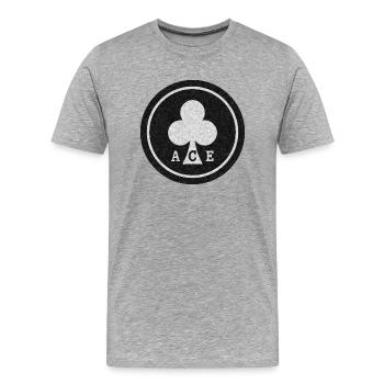 round ACE Black and White distressed mod - Men's Premium Organic T-Shirt - heather grey - Front - Damien (186cm)