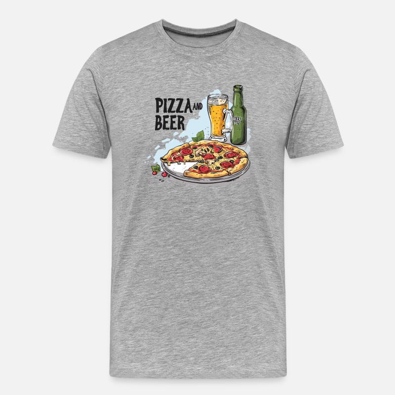 Pizza e Birra Cibo Alcol Detti Divertenti - Maglietta ecologica premium da uomo - grigio melange