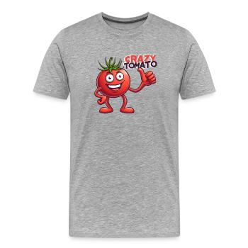 Crazy Veggies: Tomato with Thumbs Up - Männer Premium Bio T-Shirt - Grau meliert - Vorne - Damien (186cm)
