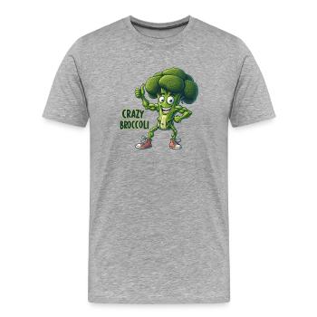 Légumes fous : Brocoli Calisthenics Pro Thumbs Up - T-shirt bio Premium Homme - gris chiné - Devant - Damien (186cm)