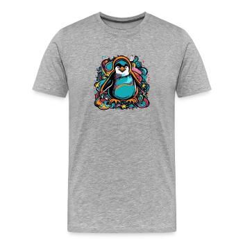 Farbenfroher Pinguin - Männer Premium Bio T-Shirt - Grau meliert - Vorne - Damien (186cm)